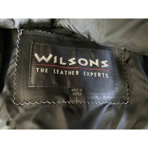 Wilsons Women's Black Leather Thinsulate Zip Out Liner Bomber Jacket Y2K 80s SzL - Picture 11 of 16